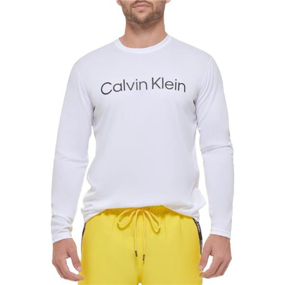 Calvin Klein Men's Quick Dry White Long Sleeve 40+ UPF Protection